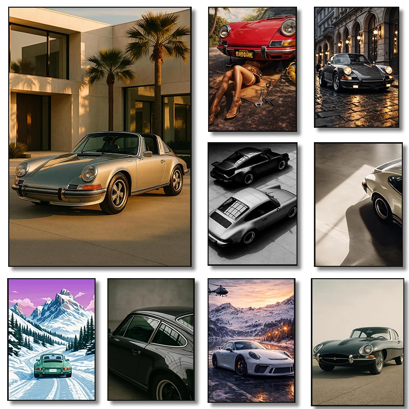Luxury Classic Car Photography Posters Sports Car Cool Automotive Modern Prints Canvas Wall Art Pictures Home Living Room Decor