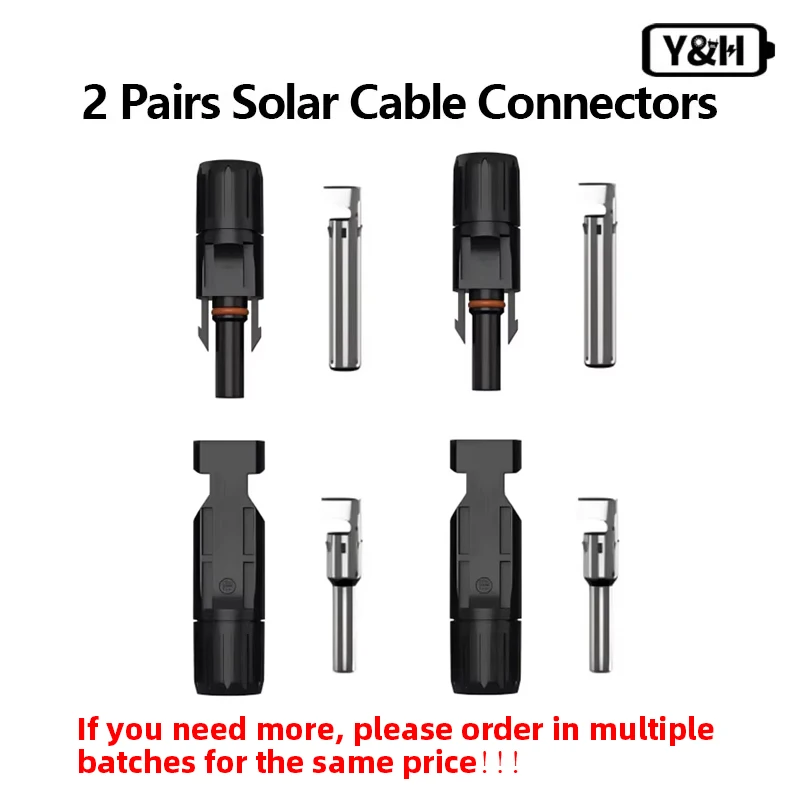 Y&H 2 Pairs Male＆Female Waterproof PV Cable Connector for Solar Panels PV Systems and Wire Connection