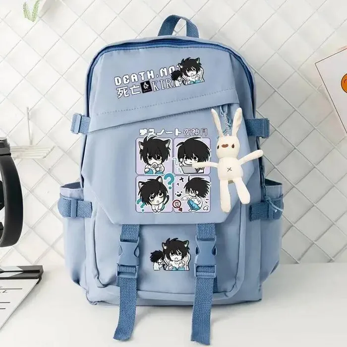 

Black Baige Blue Green Death Note Desu Noto Student School Bagslarge Capacity Mochilas Backpacks Anime GAME