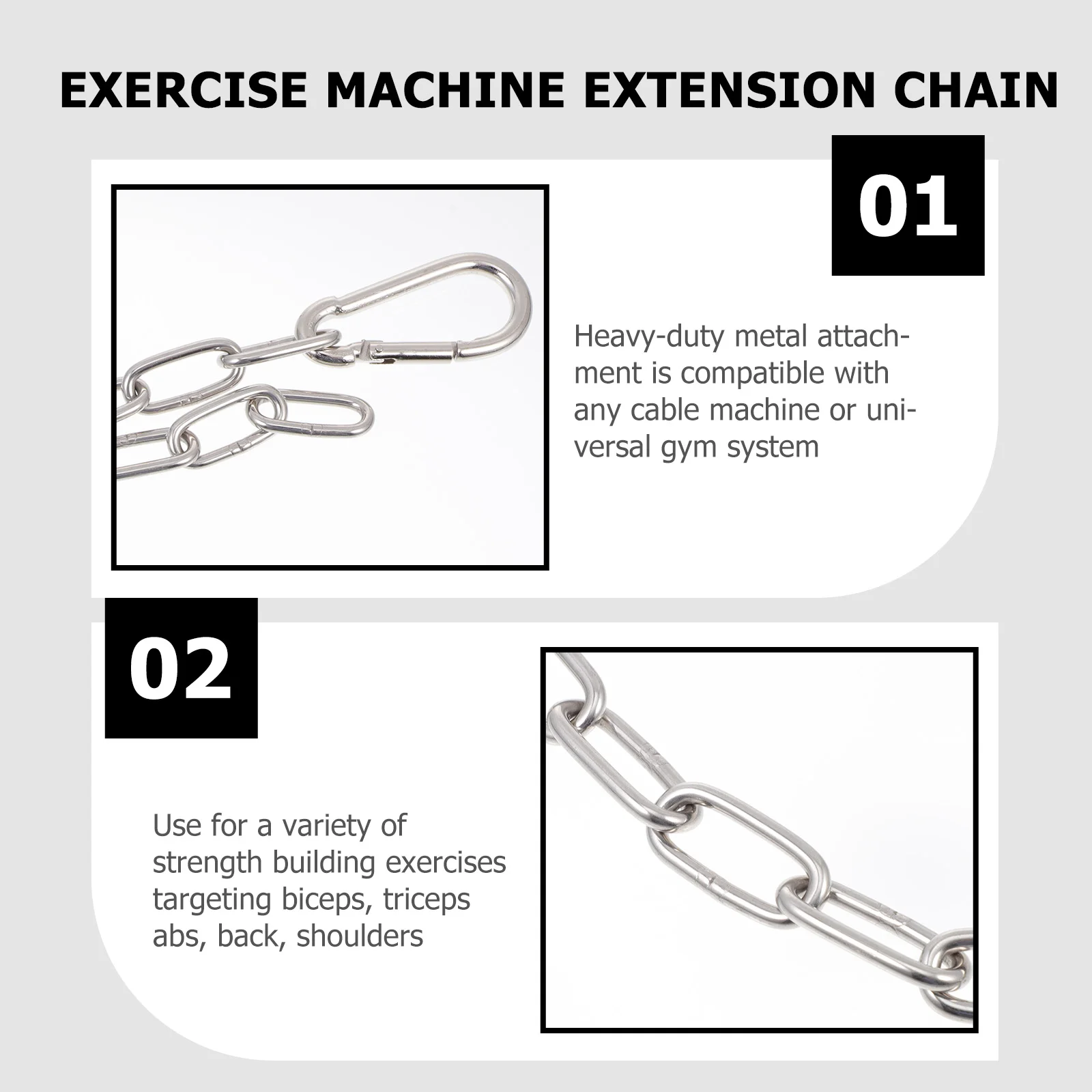 Extension Chain for Exercise Heavy Duty Pull Cord Workout Fitness Chains Accessories Barbell Handles Attachment Iron