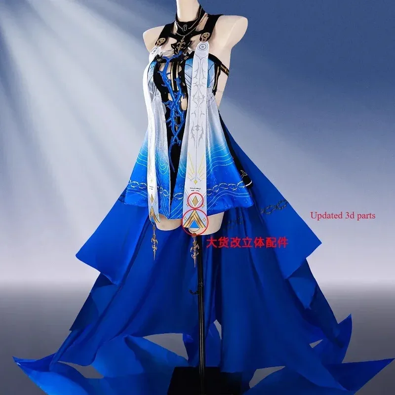 CyWuthering Waves Cartethyia Fleurdelys Aksesori Kostum Cosplay Wig Tanduk Aura Gaun Acara Anime Permainan Wanita Halloween Con Dress