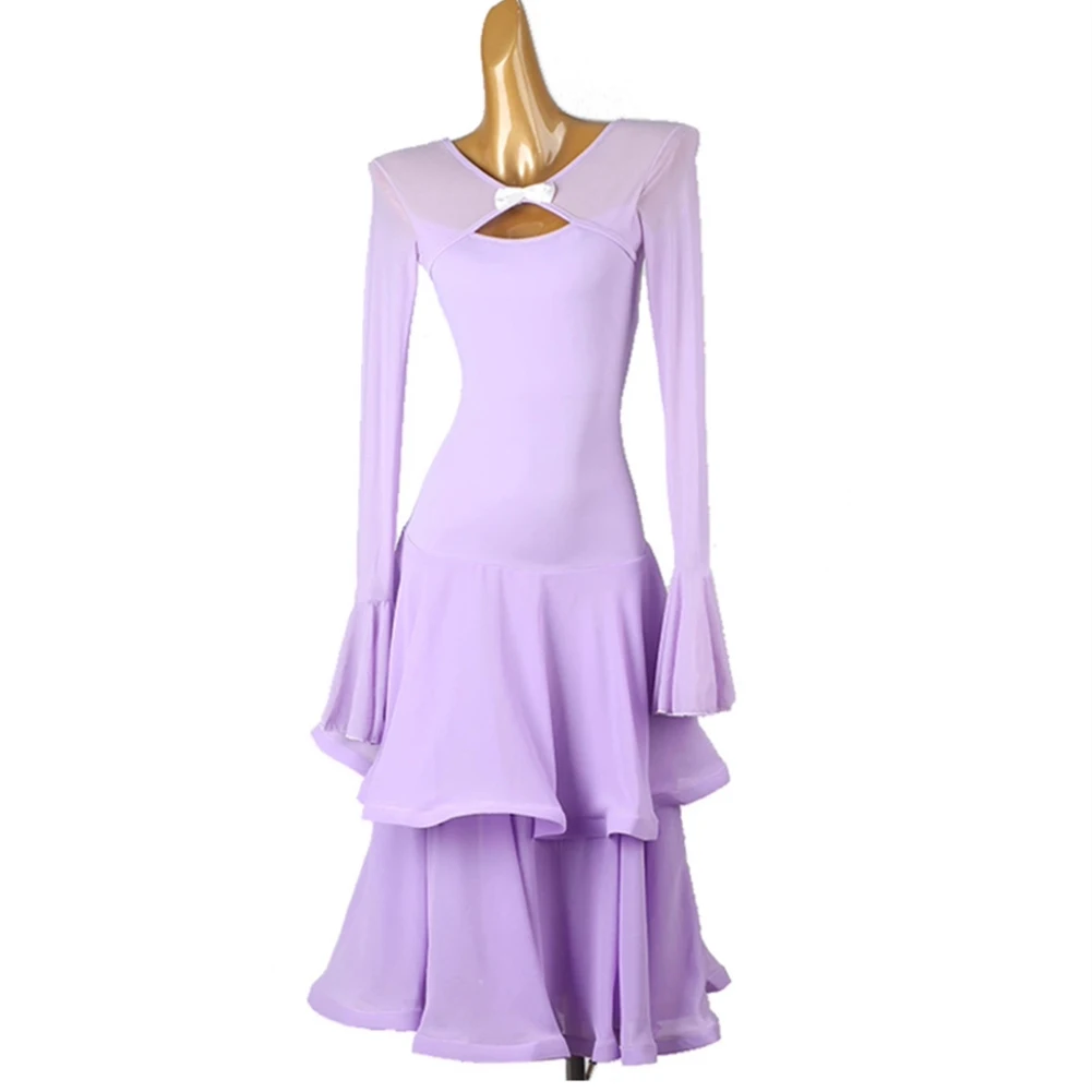 Valzer Sala da ballo Abito da competizione viola chiaro Abito da ballo Lago Blu Nuovo abito da ballo per pratica Abito da flamenco Rosa