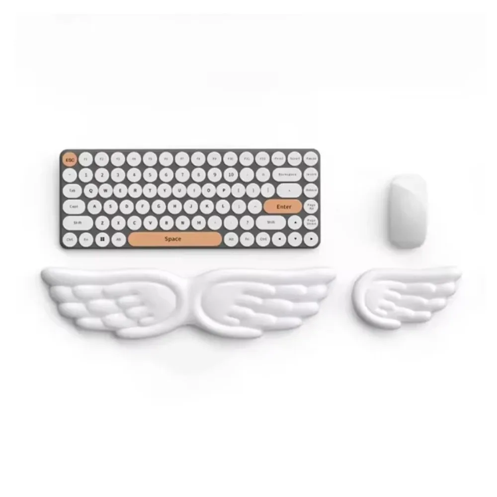 Angel Wings Shaped Keyboard Mouse Wrist Rest Set Memory Foam Ergonomic Anti‑Slip Wrist Guard for Laptop PC Office Easy Typing
