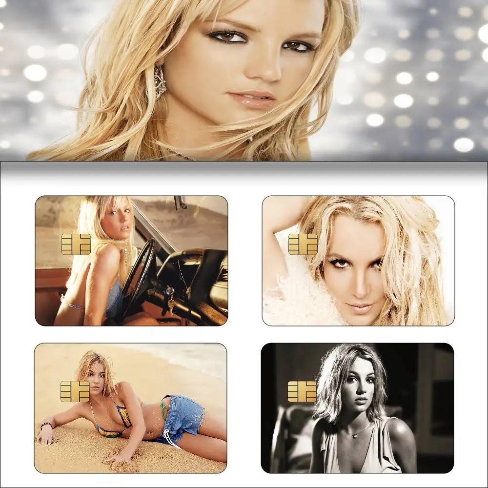 Singer Britney Spears Anmie 4pcs 1Set Sticker Film Skin Cover For Credit Card Debit Bank Card Front