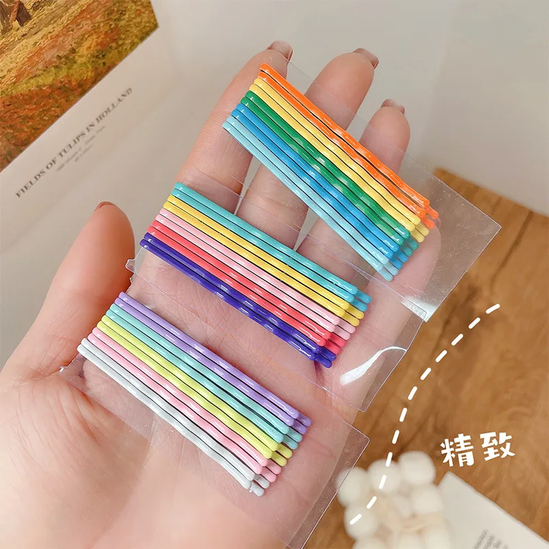 

10pcs Color One-word Hairpin Korean Adult Macaron Wave Clip Headgear Steel Clip Girl Edge Clip Hairpin Hair Accessories