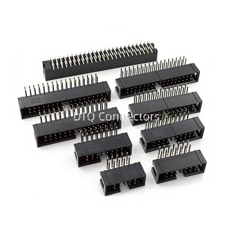 10 Stuks 2.54Mm Pitch Dc3 Mannelijke Connector 6 8 10 12 14 18 20 24 26 30 40 50 Pin Haakse Header Idc Socket 6P 8P 10P