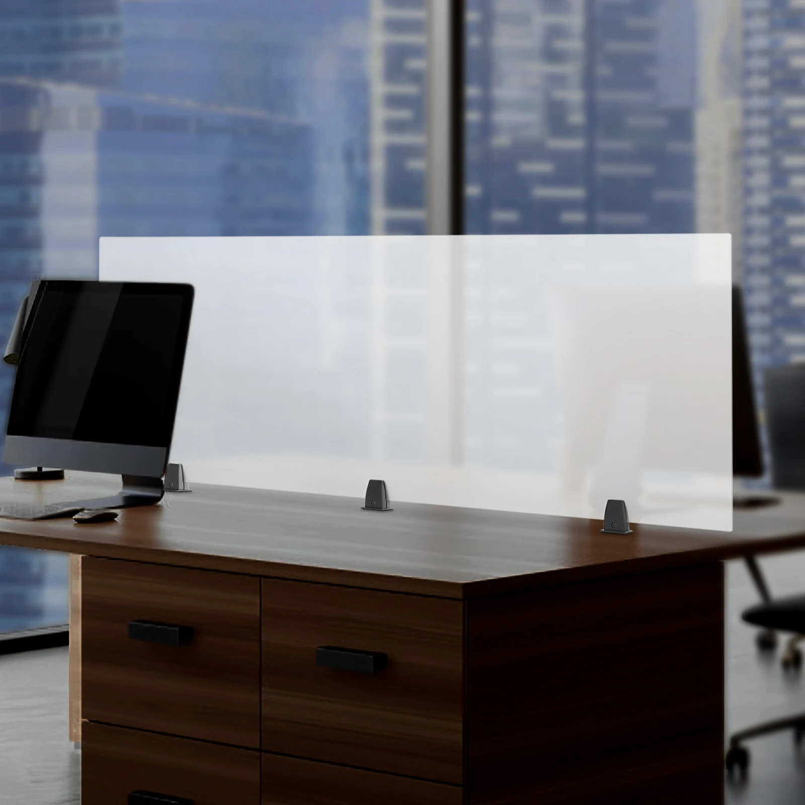 Cloison de bureau translucide de 60 pouces avec support à pince, diviseur en acrylique moderne crée un espace de travail privé dans les bureaux à plan ouvert