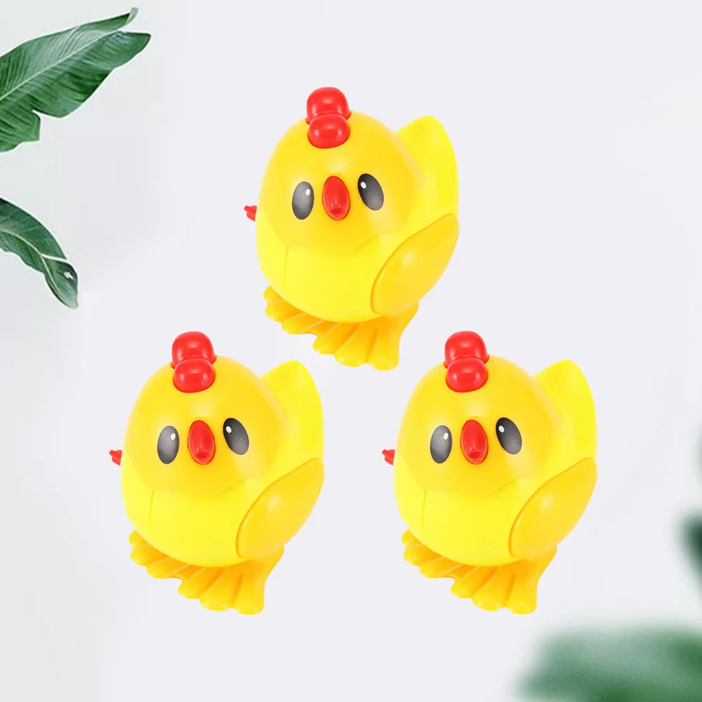 3Pcs Bright Yellow Jumping Chick Wind-Up Clockwork Animal Plastic Kids Play Gift Fun Game Wind-Up Toys Plastic Chick Wind Up Toy