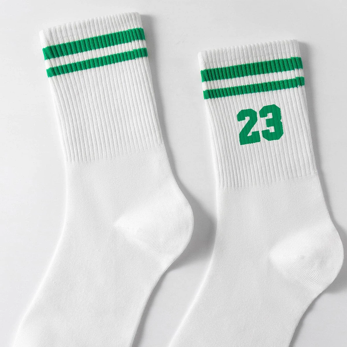 5/10 Pairs Men\'s Crew Socks, Number 23 And Stripe Design, Anti-odor And Sweat Absorbent, Casual & Stylish