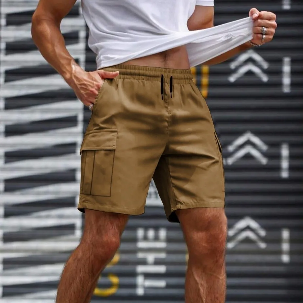 

Multi-Pocket Cargo Shorts Loose Fit Plus Size Casual Shorts Quick-Dry Breathable Men's Beach Shorts Commuting Wear