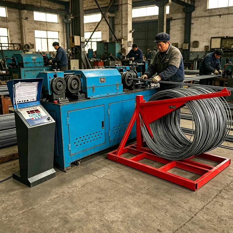 Automatic CNC Steel Bar Processing Machine For Road Construction 4-12mm Rebar Straightening And Cutting Equipment High Speed