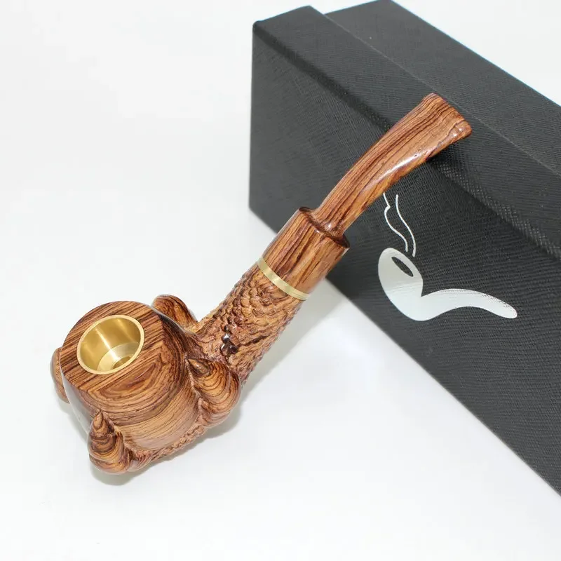 Solid wood pipe carving dragon claw purple light sandalwood yellow pear smoking bag pot