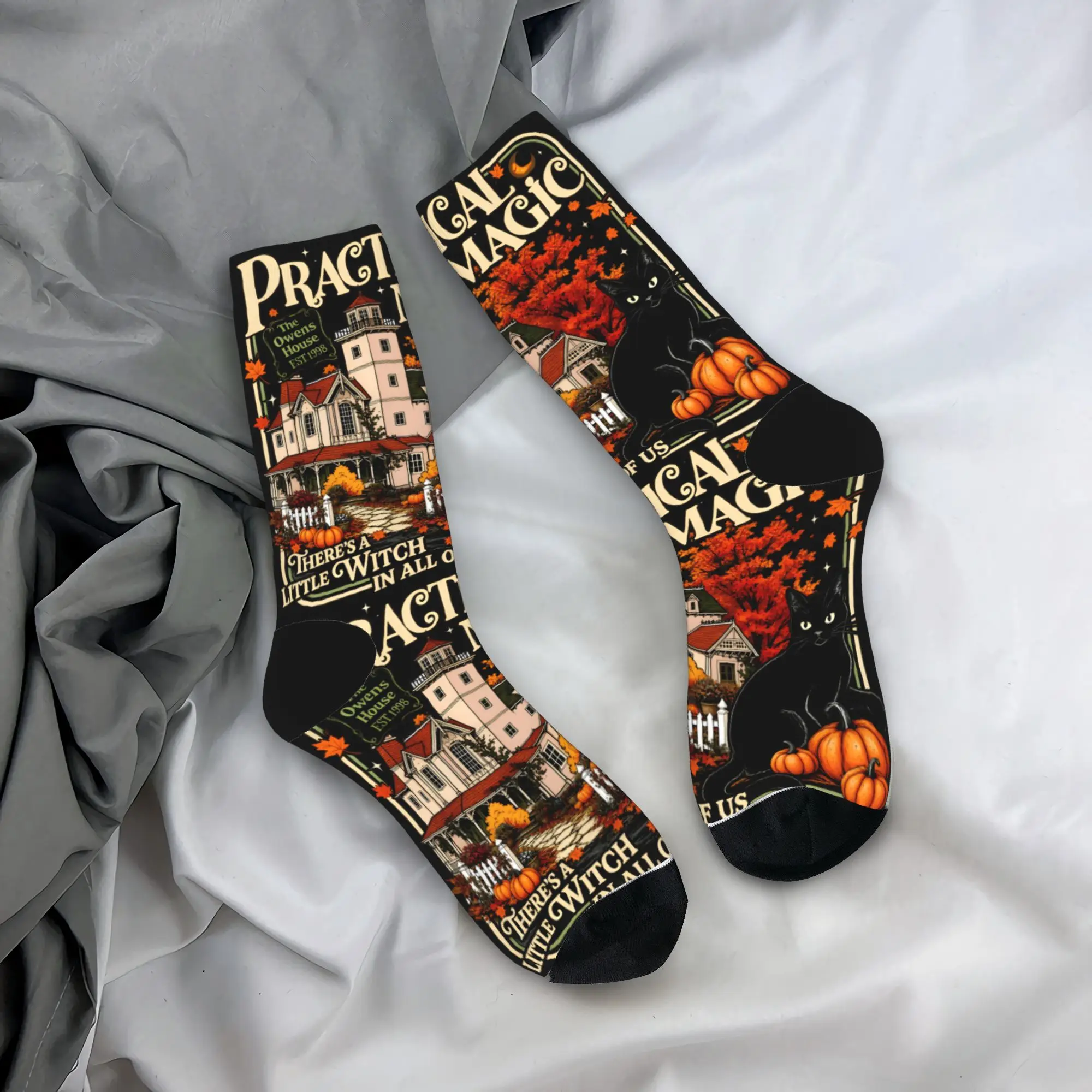 Men Socks Practical Magics  Stockings Non Skid Breathable Socks Winter Retro Graphic Cycling Socks