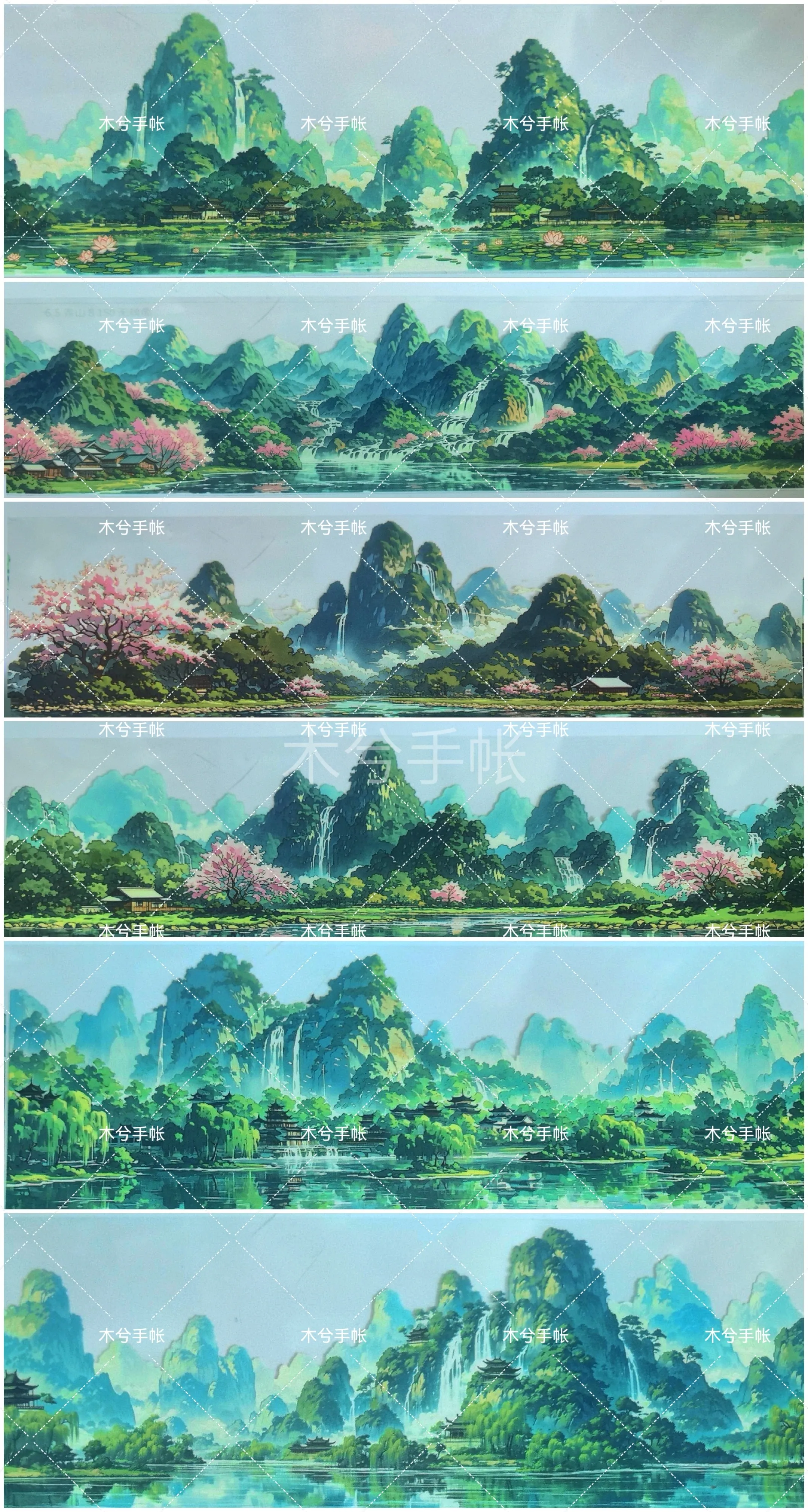 Zhaimaoju Limited PET Washi Tape Sample New Collection Landscape Scene Masking Tape for Journal Scrapbooking DIY Craft Stickers