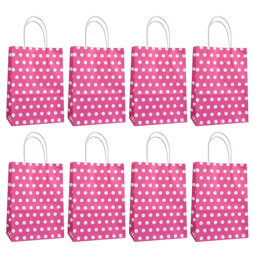 

20pcs Kraft Paper Bag Bags Gift Pouch Party Grocery Shopping Christmas Packaging Durable Dot Handle