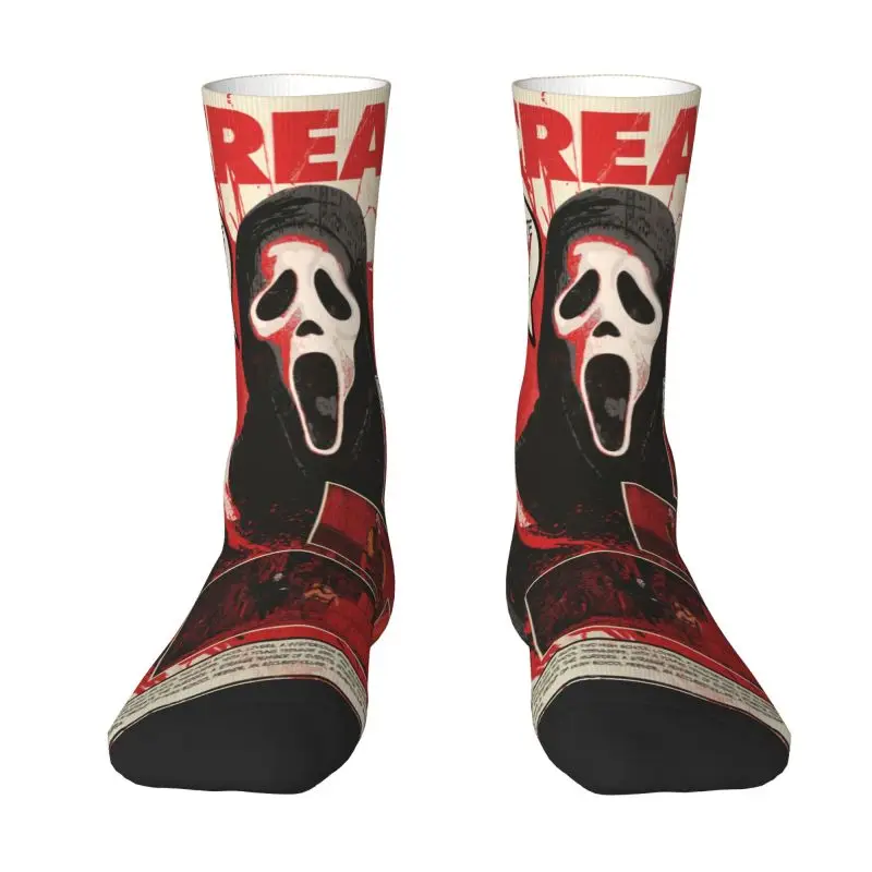 

Модные носки с принтом на Хэллоуин Ghost Killer Scream для мужчин и женщин, эластичные летние, осенне-зимние носки для экипажа