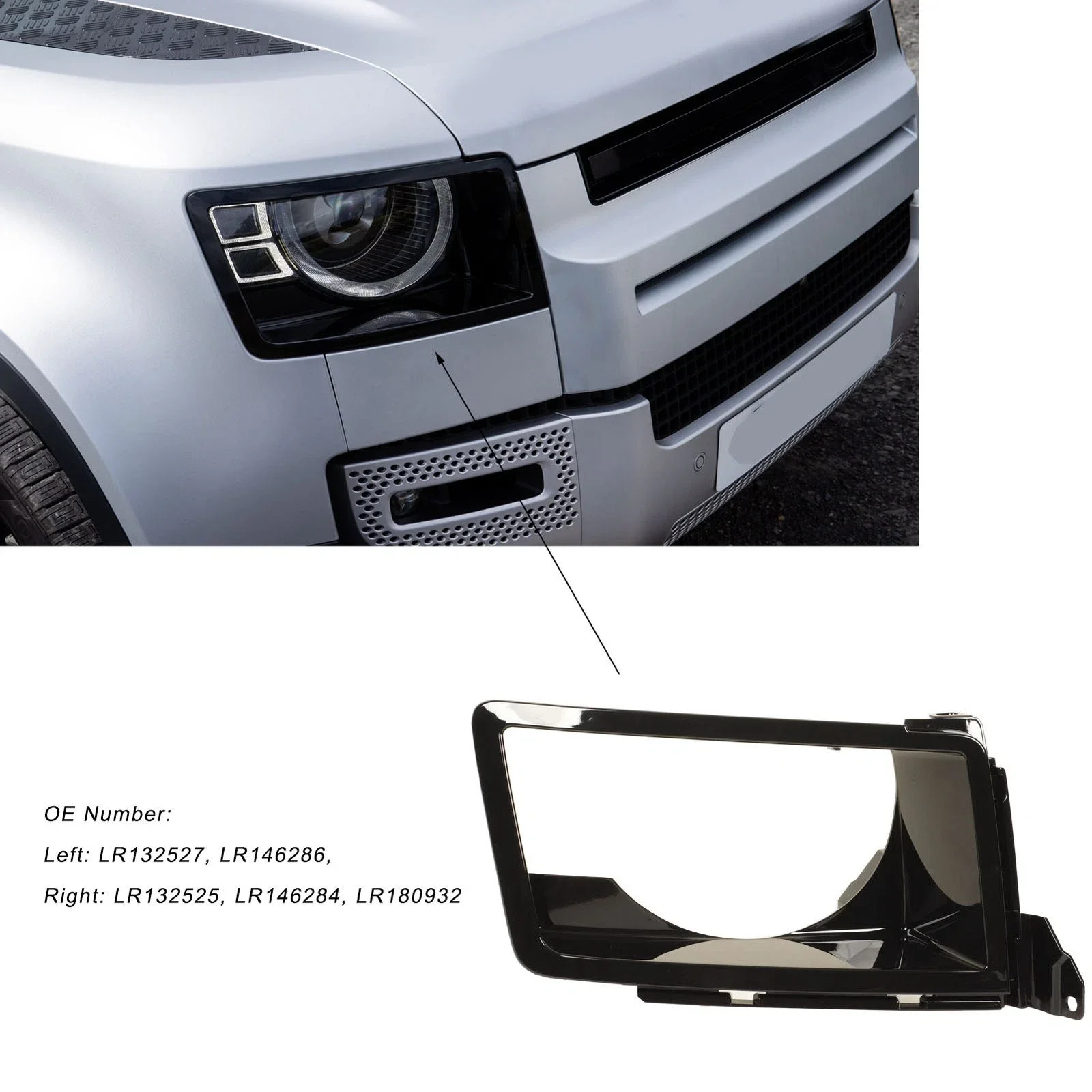 

Headlight Bezel Trim LR132527 LR132525 Front Lamp Cover Bezel Trim For Defender L663
