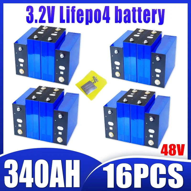 16PCS 3.2V Lifepo4 340AH/320AH/310AH/280AH/32AH DIY 12V 24V 48V Car Marine Solar Energy Storage Battery EU US Tax-Free