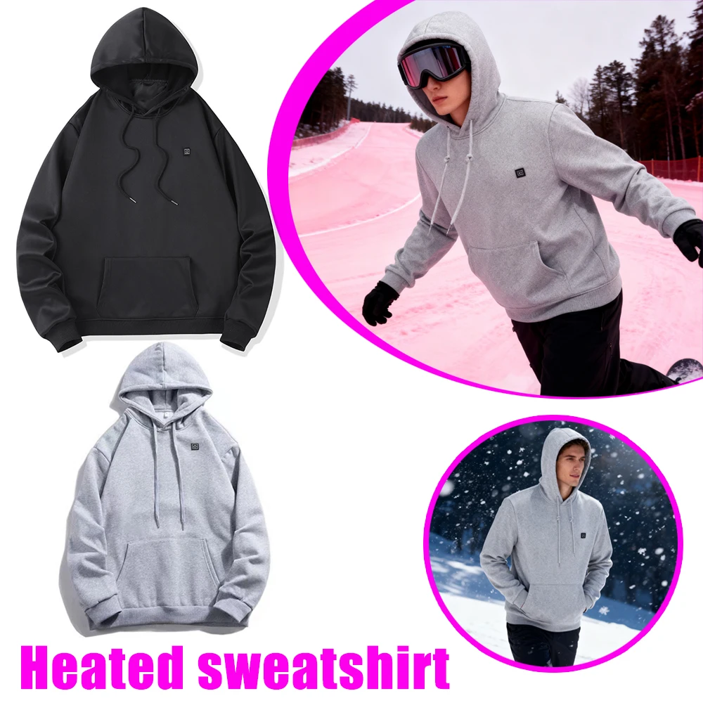

Casual Heated Sweatshirt Three Temperature Settings USB Heated Shirt Outdoor Stretch Heated Clothing Unisex Winter Warm Clothing
