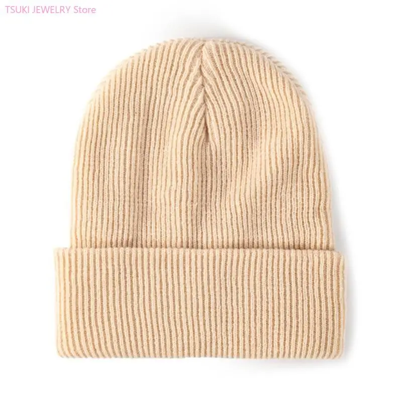 62KE Warm Winter Hats Wool Thick Slouchy Beanie Winter Cap Colorful Skull Cap Unisex