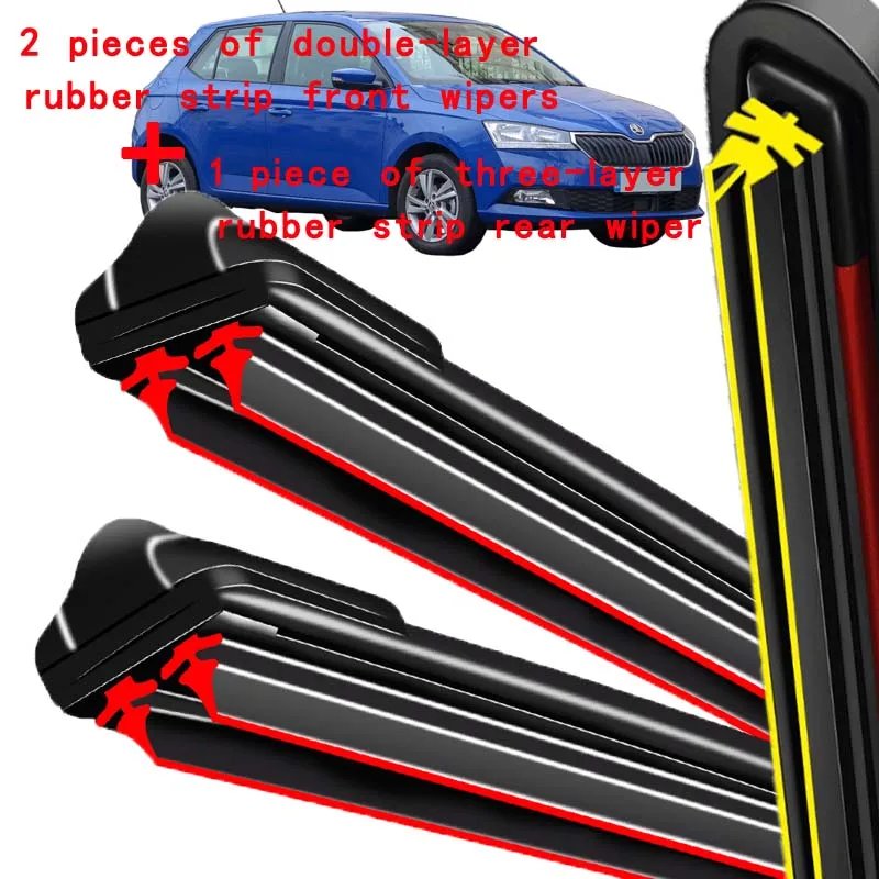 

For Skoda Fabia NJ Hatchback 2014-2020 2015 2016 Wiper Front&Rear Wiper Blades Windshield Windscreen Window Brushes 24"+16"+14"
