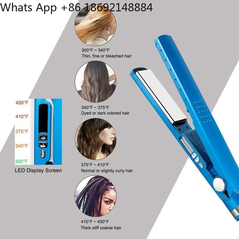 Classic Nano Titanium Hair Straightener Perm 1/4 Portable Wide and Narrow Edition Blue Hair Straightener Splint