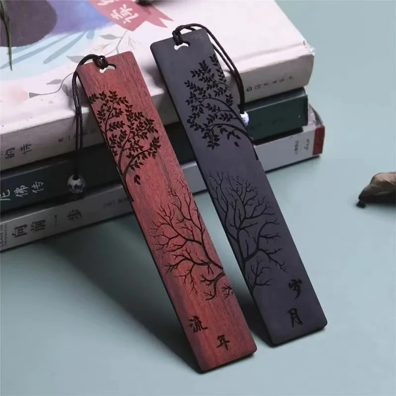 Chinese Design Vintage Carving Mahogany Book Mark Office School Writing Stationery Creative Kid Student Tool Wooden Bookmark