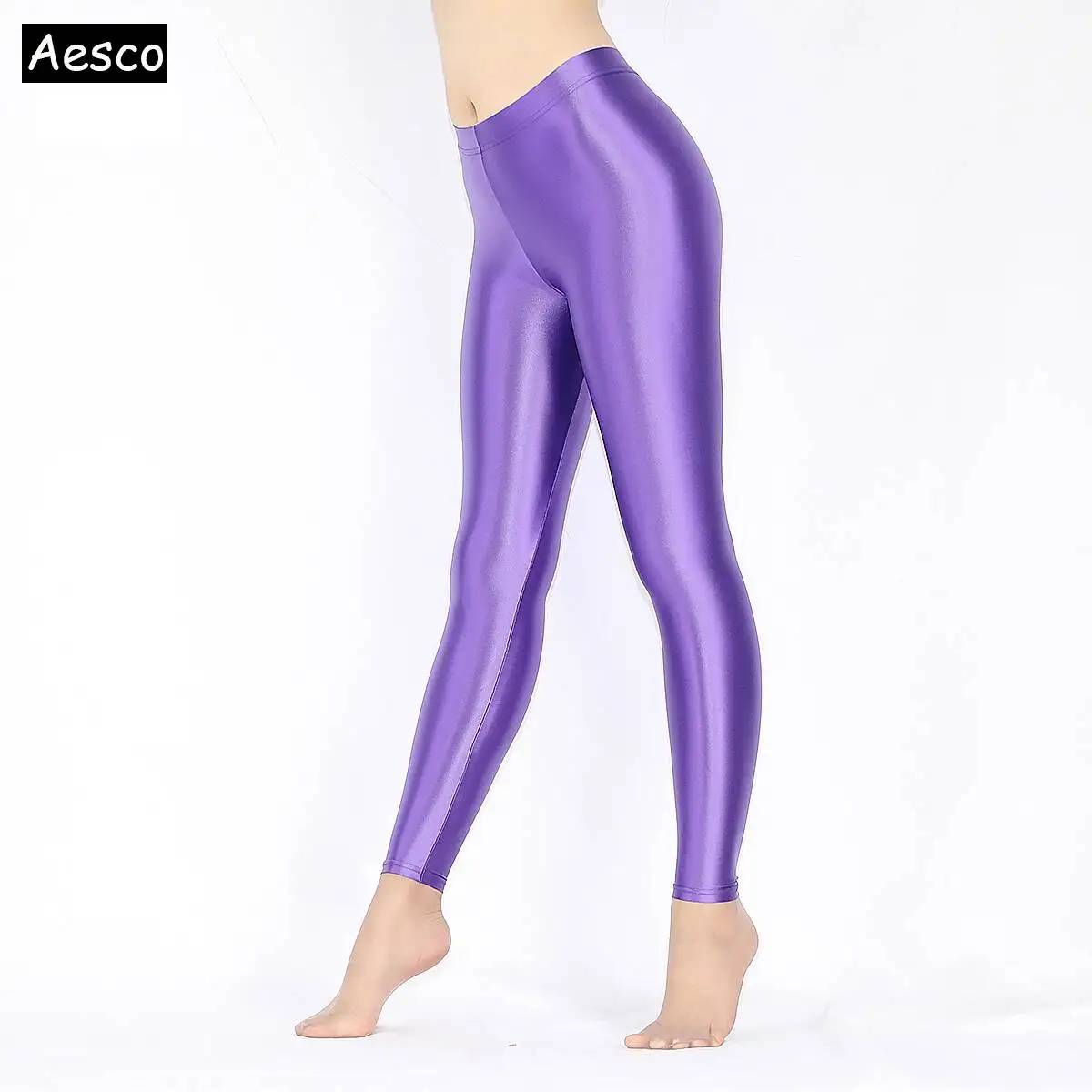 

Glossy plus size satin silk leggings pants High waist women skinny workout sports trousers bottoms