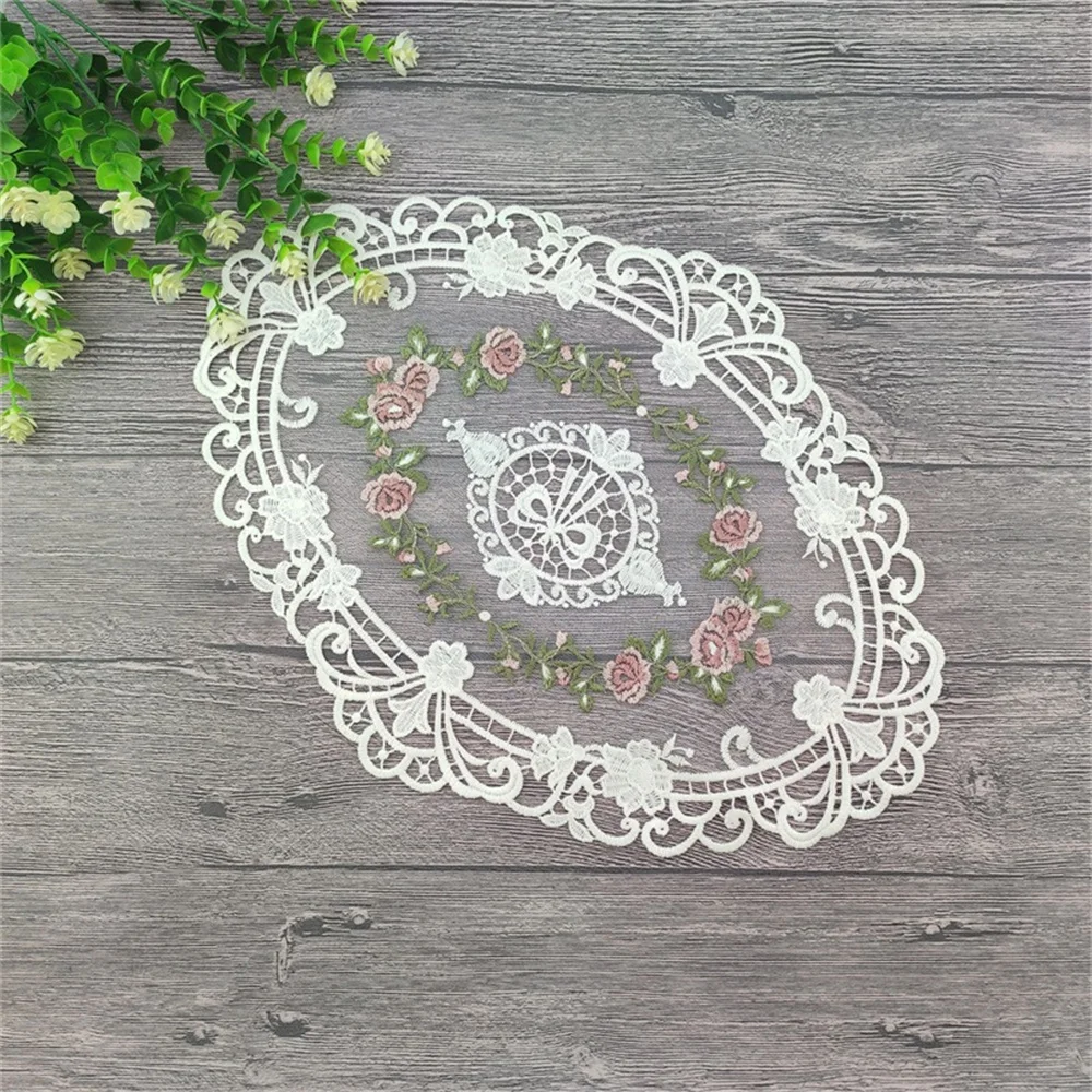 New Embroidered Dinning Table Cover Table Cloth Elegant Round Lace Tablecloth Coffee Coasters Napkin Party Wedding Decoration