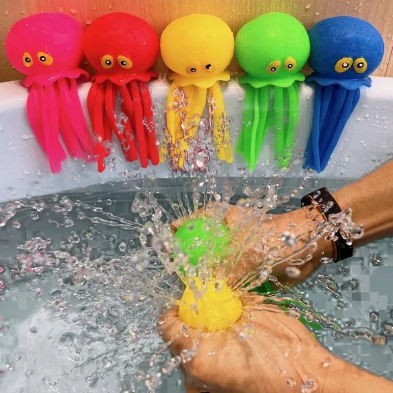 Baby Bath Toys Sponge Water Absorbing Octopus Squeezing Stress Relief Toys Summer Swimming Play Water Toy for Children