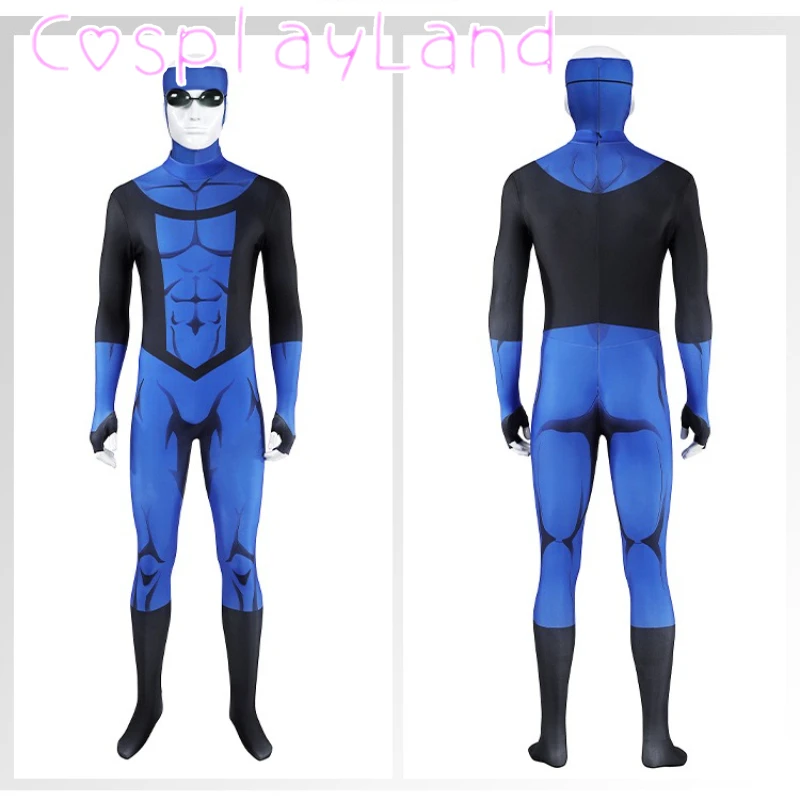 

Blue Mark Cosplay Costume Elastic 3D Printed Adult Men Zentai Suit Mask Mark Grayson Outfit Halloween Christmas Bodysuit