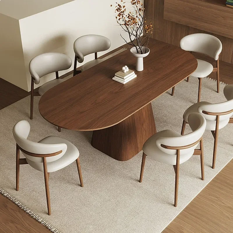 VP Retro Solid Wood Dining Table for Small Spaces, Oval Rectangle Black Walnut Drop Leaf Table