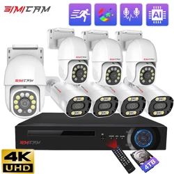 Kit telecamera IP PTZ 4K POE 8MP Bullet NVR sistema di sicurezza visione notturna a colori Audio a 2 vie fuori porta videosorveglianza impermeabile