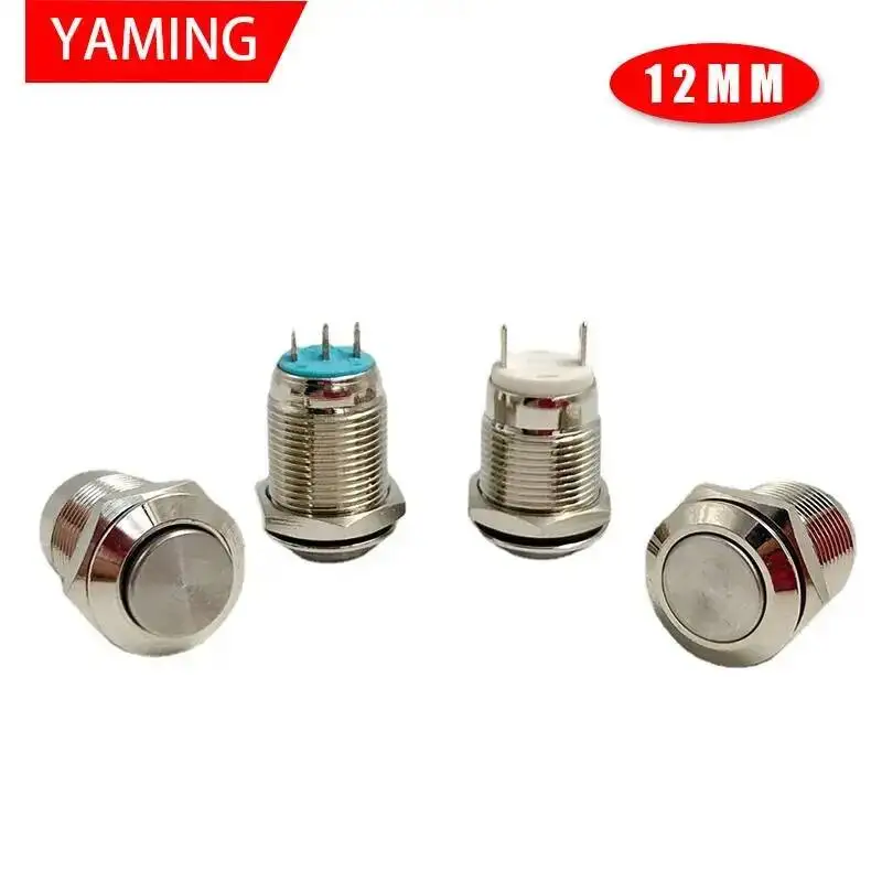 

1pcs 12mm 2pins/3pins Waterproof Momentary Flat Round Metal Push Button Switch Car Start Horn Speaker Bell Automatic Reset V015