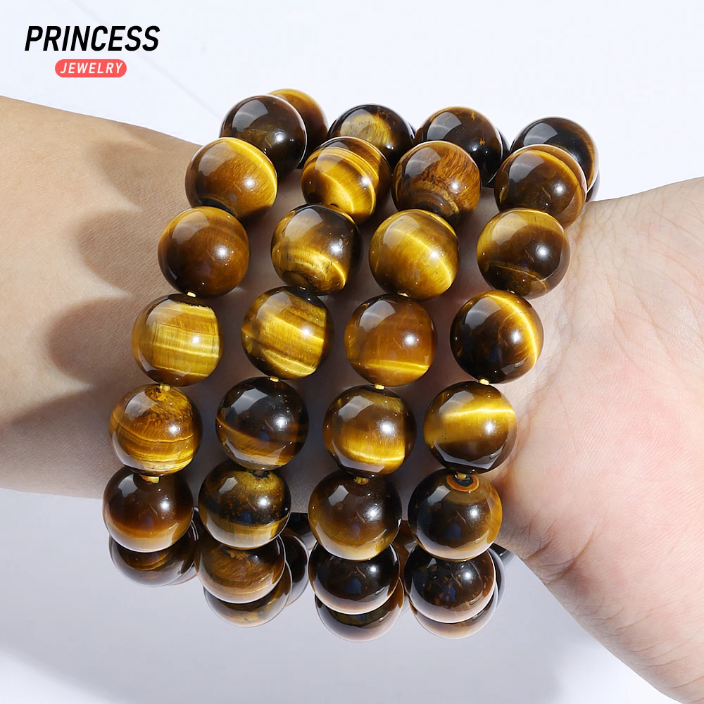 A++ Natural Brown Yellow Tiger Eye 14mm Bracelet Loose Beads for Jewelry Making Wholesale Stone Beads DIY Accessories