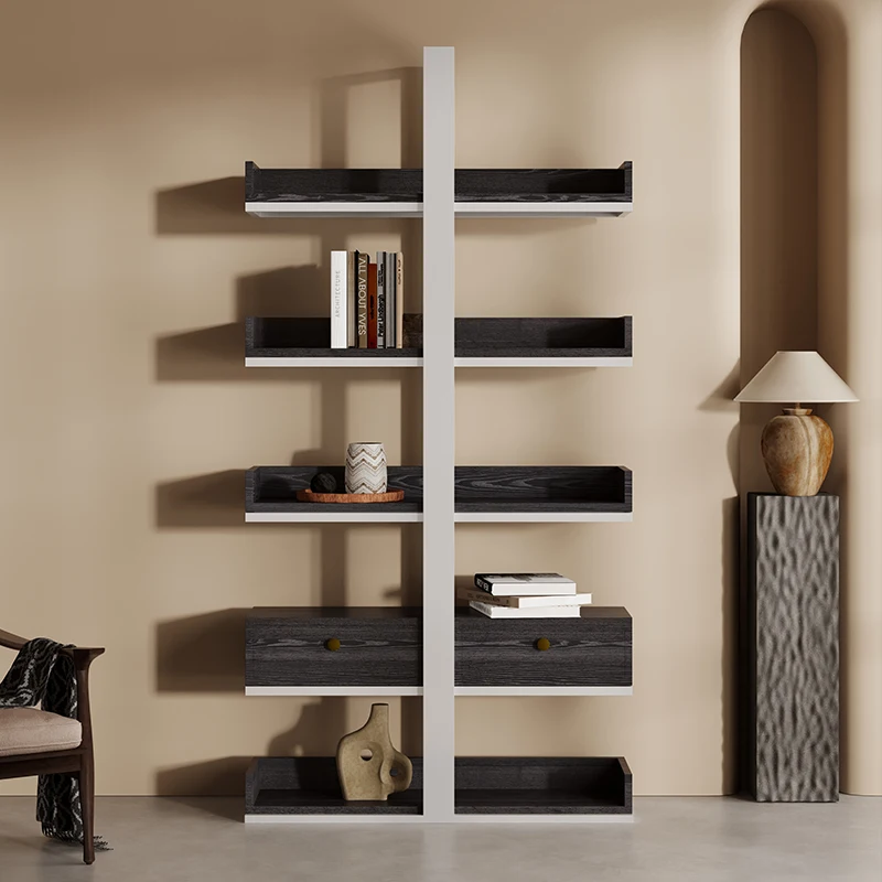 

Металлический шкаф-витрина из нержавеющей стали, итальянский минималистичный книжный шкаф с цельной стеной, легкая роскошная книжная полка, напольная полка для хранения, полка