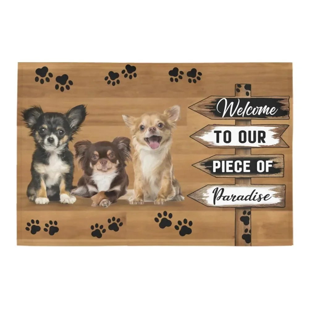 CLOOCL Printed Doormat Chihuahua Peace of Paradise Doormat Home Decor Lovely Dog Printed Non-slip Floor Mat for Entrance Door