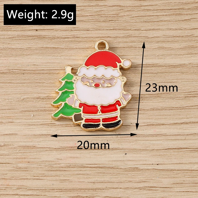 10 Stück Niedliche Emaille-Weihnachtsanhänger mit Schneemann, Weihnachtsmann und Baum für Schmuckherstellung, Ohrringe, Halsketten, DIY-Bastelbedarf – Detail 18