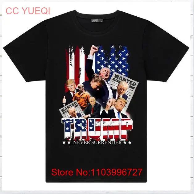 Donald trump meme shirt, mug shot, rally shooting, never surrender