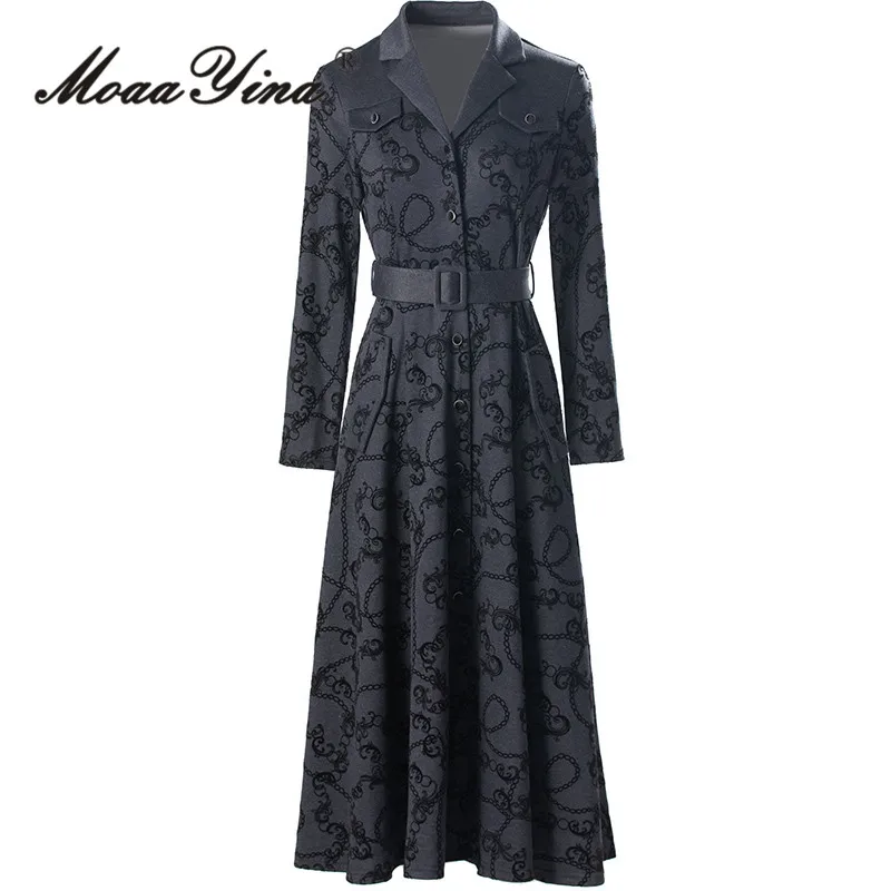 MoaaYina New style Autumn and Winter Women's Streetwear Coat Long-Sleeved Single-Breasted Notched Fashion S-3XL Overcoat