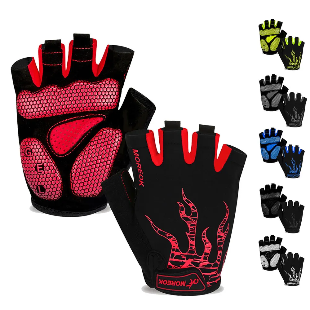 AliExpress Cycling Gloves Half Finger Padded Bike Gloves Cycling Mountain Road Bicycle Biking Fingerless Gloves Anti-Slip Shock-Absorbing