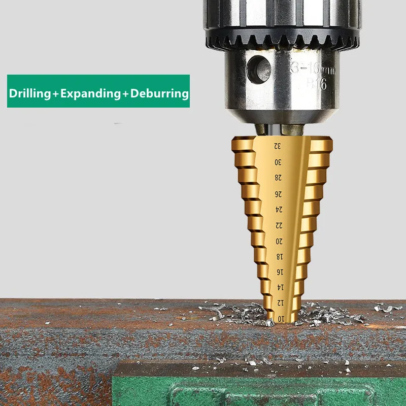 Imagem -02 - Step Drill Bit Saw Grupo Hss Steel Titanium 412 mm 20 mm 32 mm Metal Stepped Hole Opener Ferramentas para Trabalhar Madeira Twist Serrated Drill Bits Kit