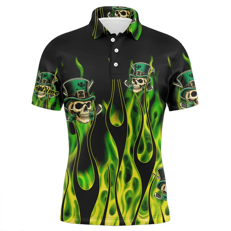 Ireland St. Patrick's Day 3D Printing Polo Shirt Lucky Green Trefoil Graphic Short Polo T Shirt Vintage Unisex Polo Shirts Polos