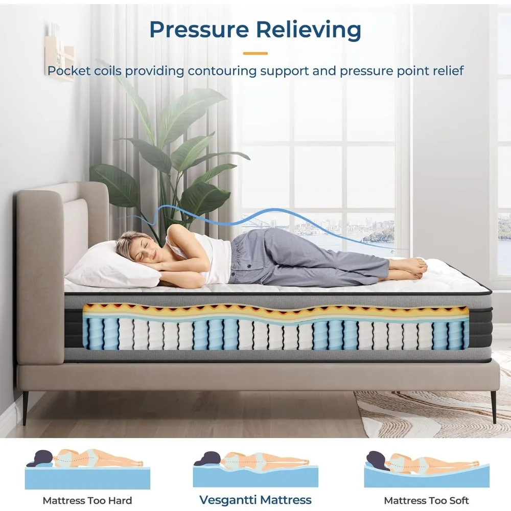 

Brand new Full Mattress, 10 Inch Hybrid Full Size Mattress with Memory Foam and Individually Pocket Spring, Pressure Relief