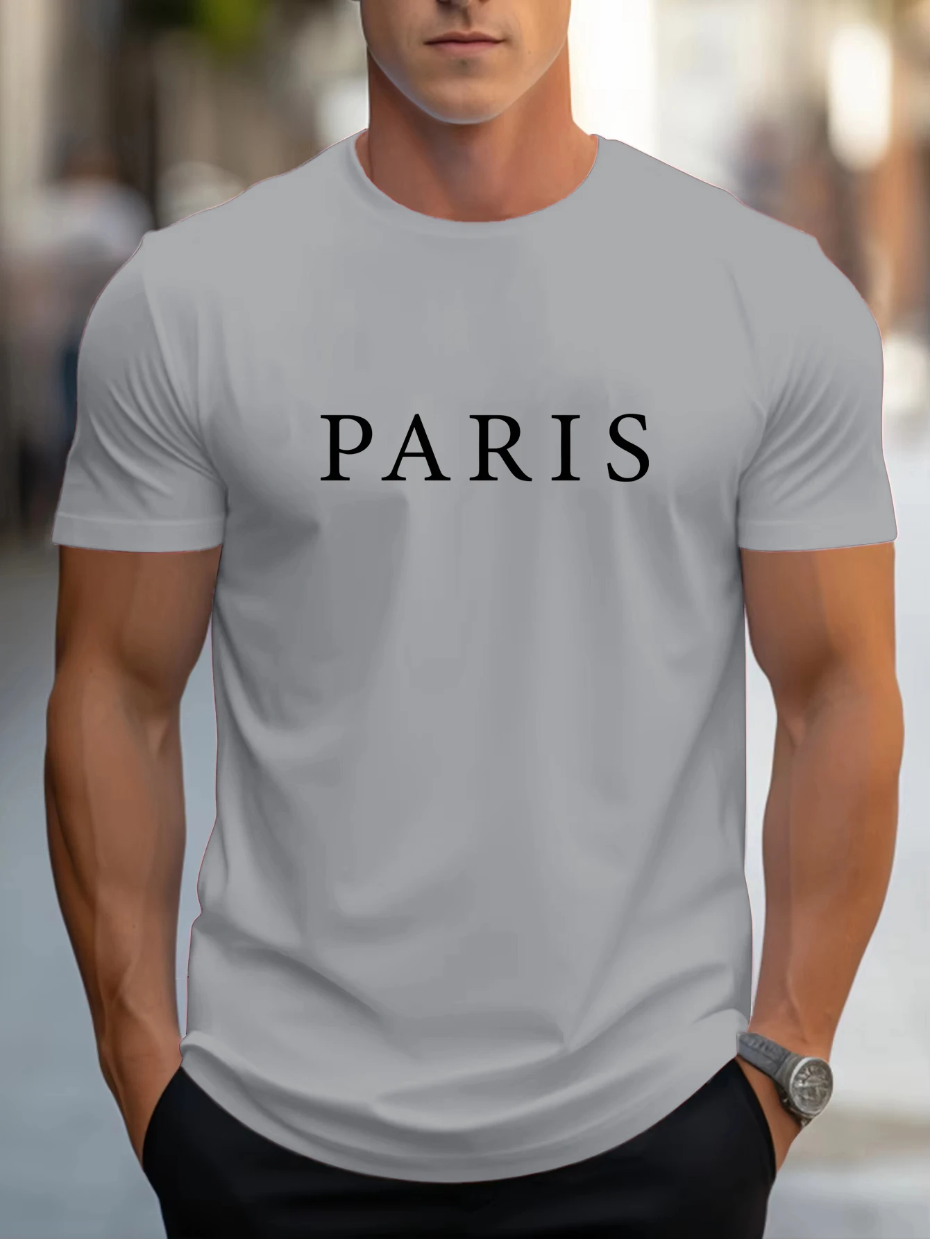 

Paris Letter Simple Printing Men T-Shirt Cotton Loose T Shirts Crewneck Soft Clothes Hip Hop Fashion Streetwear Summer Man Tops