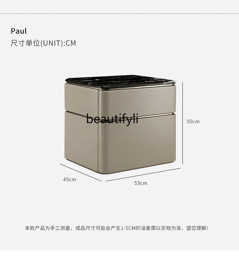 Italian Mild Luxury Marble Bedside Table Bedroom Square Bedside Small Cabinet Designer Home Storage Storage Side Table