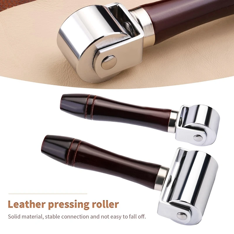 26Mm+60Mm Leather Press Edge Roller, Wooden Handle Leather Rolling Craft Roller Leather Edge Creaser