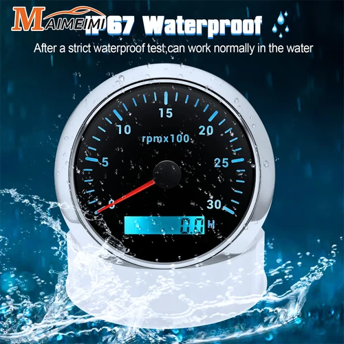 Tacómetro de 85MM con contador de horas LCD para barco marino, medidor de RPM de coche, 8000rpm, 6000rpm, medidor de tacómetro, retroiluminación LED de 7 colores