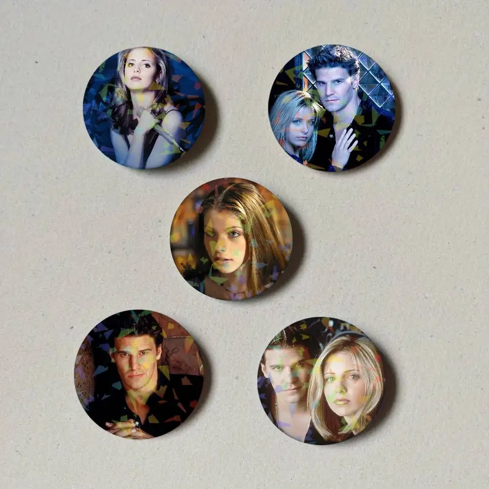 Horror TV Series Buffy The Vampire Slayer Laser Button Pins Backpack Clothing Decor Brooch Fiction Badge Jewelry Gifts