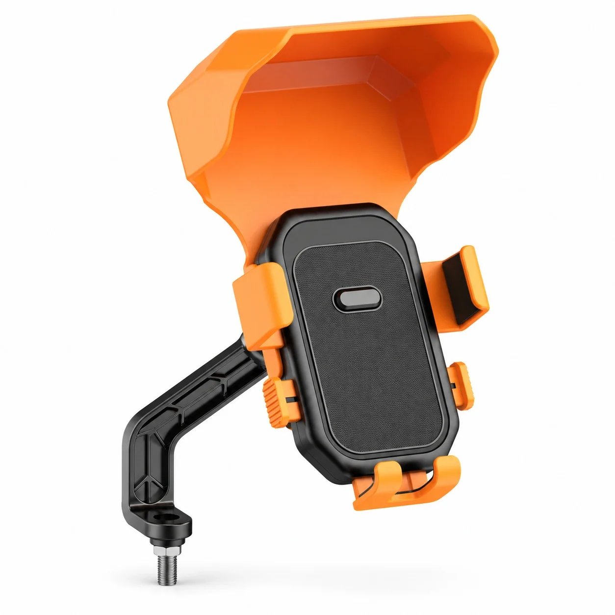 budi CM597C Motorcycle Mirror Phone Holder Auto Clamping Mount with Sun Rain Shield for 4.7-7.2 Inch Phones
